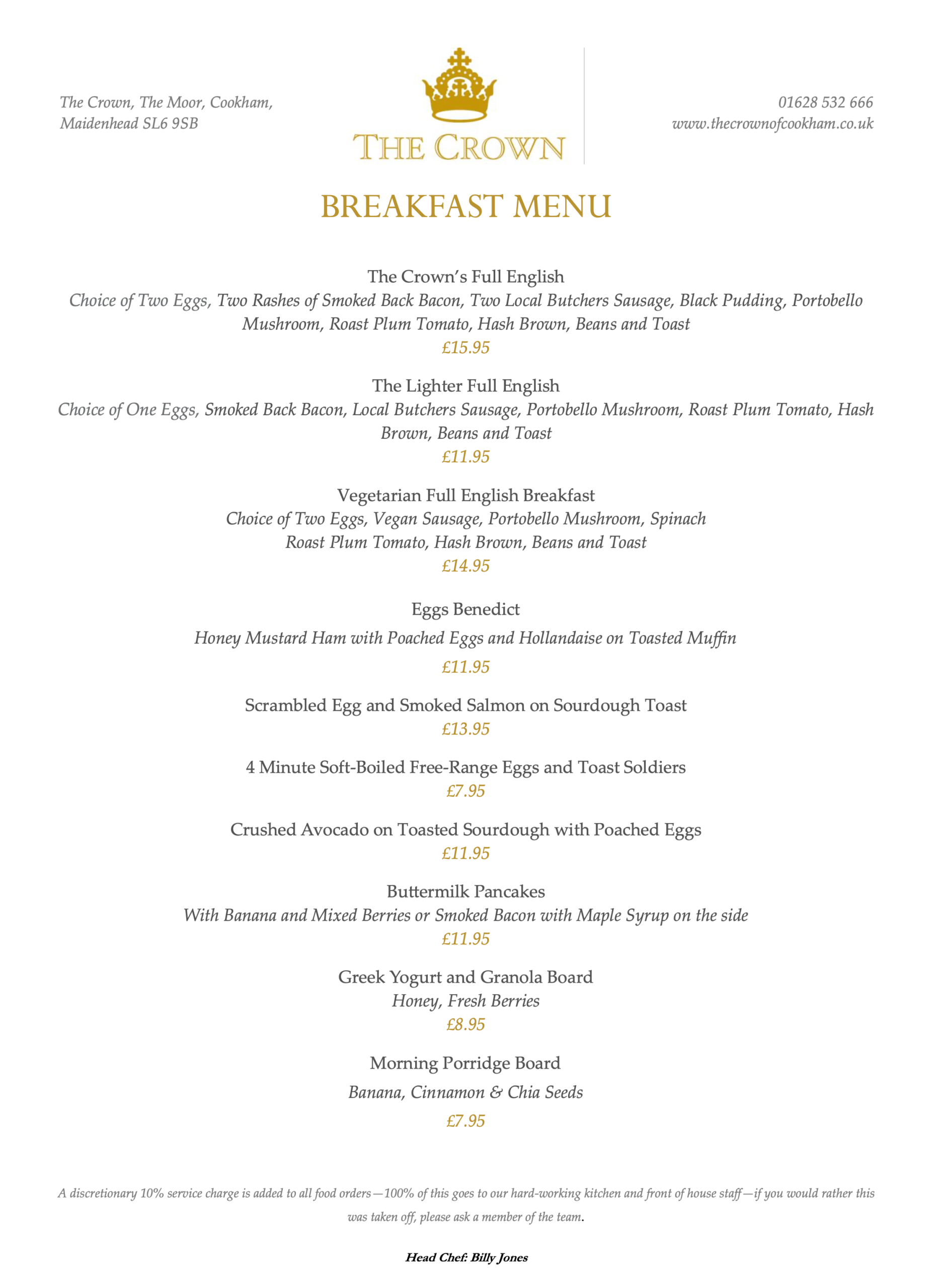 Breakfast Menu